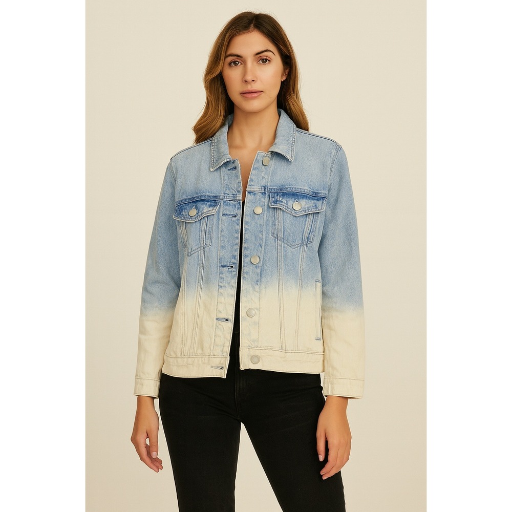 BlankNYC Trucker Oversized Jean Jacket Size XS Ombre Distressed Dip Dyed